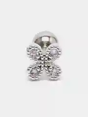 Зеленый микросерьга ( пирсинг ) "Silver" со стержнем из нержавеющей стали