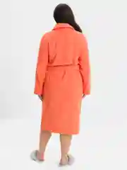 Коралловый халат женский, махровый, банный, с шалькой и запахом на поясе