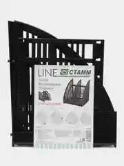 Лоток для бумаг вертикальный СТАММ "Line", сборный, 2 отделения, черный
