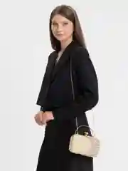 Бежевый клатч со стразами