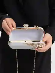 Серебряный клатч со стразами