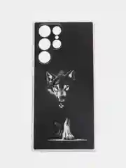 Серый меланж чехол на Samsung Galaxy S22 Ultra / Самсунг S22 Ultra прозрачный с рисунком, защита камеры