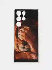 Светло-бежевый чехол на Samsung Galaxy S22 Ultra / Самсунг S22 Ultra прозрачный с рисунком, защита камеры