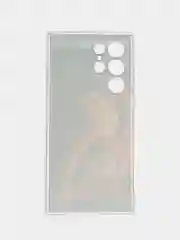 Светло-бежевый чехол на Samsung Galaxy S22 Ultra / Самсунг S22 Ultra прозрачный с рисунком, защита камеры