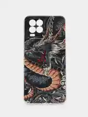 Коричневый силиконовый чехол на Oppo Realme 8/8 Pro / Оппо Реалми 8/8 Про прозрачный, с рисунком