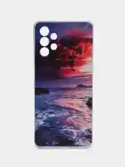Фиолетовый силиконовый чехол на Samsung Galaxy A13 4G / Самсунг А13 4G прозрачный, с рисунком