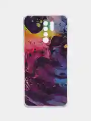 Пурпурный силиконовый чехол на Xiaomi Redmi 9 / Сяоми Редми 9 прозрачный, с рисунком, защита камеры