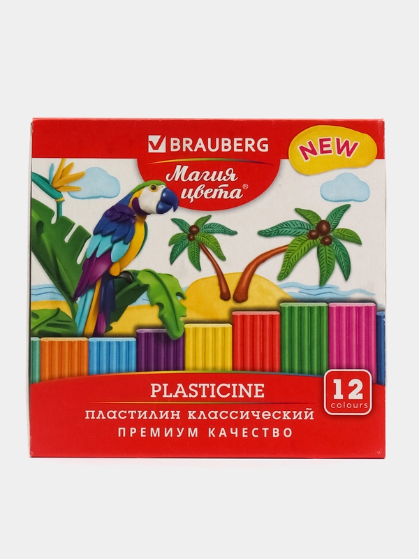 Пластилин классический BRAUBERG "МАГИЯ ЦВЕТА NEW", 12 цветов 240 грамм, стек