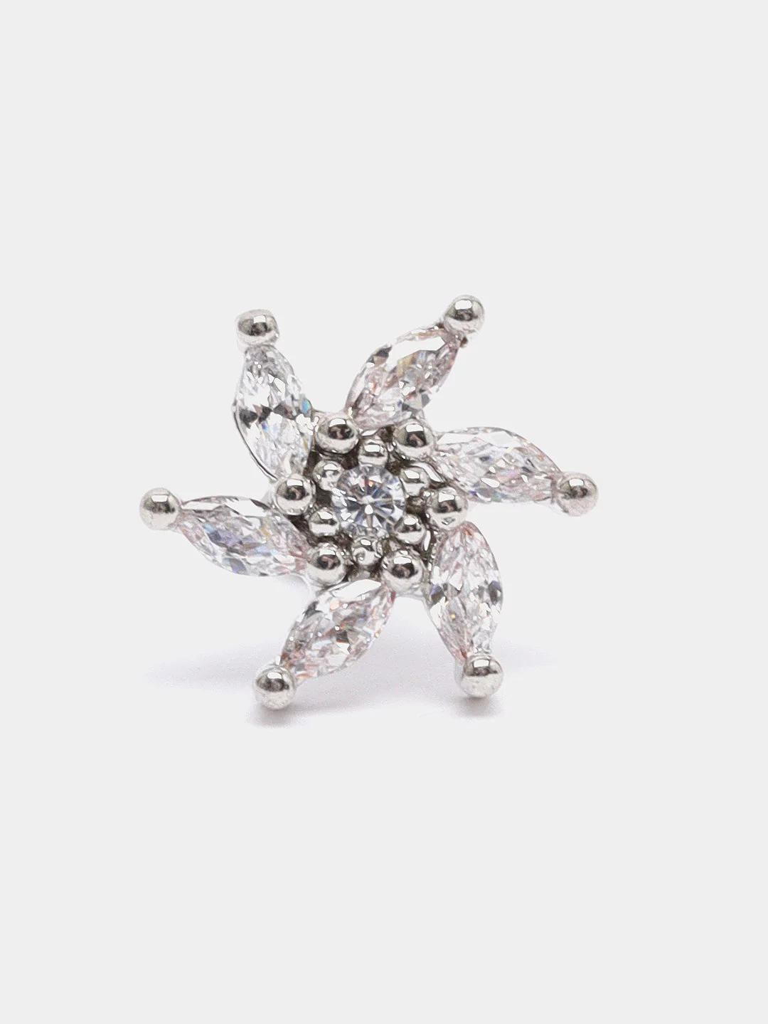 Темно-синий микросерьга ( пирсинг ) "Silver" со стержнем из нержавеющей стали