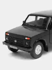 Черный машина LADA НИВА 4x4 12 см, Технопарк, открываются двери и багажник, металлическая модель