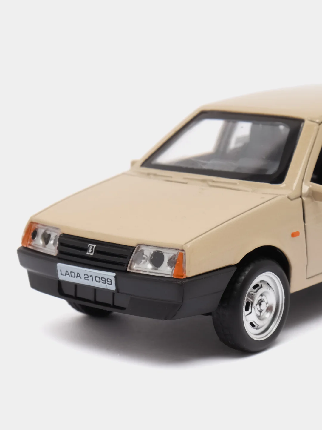 Бежевый машина LADA-21099, 12 см, Технопарк, металлическая, открываются передние двери и багажник