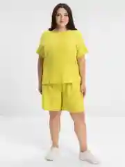 Лимонный домашний женский костюм с шортами и футболкой