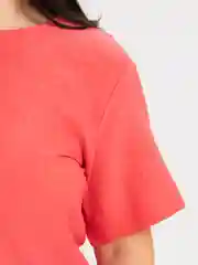 Коралловый домашний женский костюм с шортами и футболкой