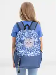 Синий меланж рюкзак для девочки "Кошка", для школы и на каждый день