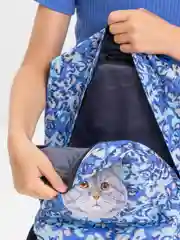 Синий меланж рюкзак для девочки "Кошка", для школы и на каждый день