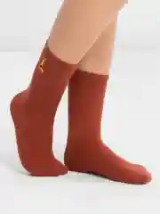 Бордовый женские носки с вышивкой "Лиса"