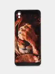 Светло-бежевый силиконовый чехол на Xiaomi Redmi 9A / Сяоми Редми 9А прозрачный с рисунком, защита камеры