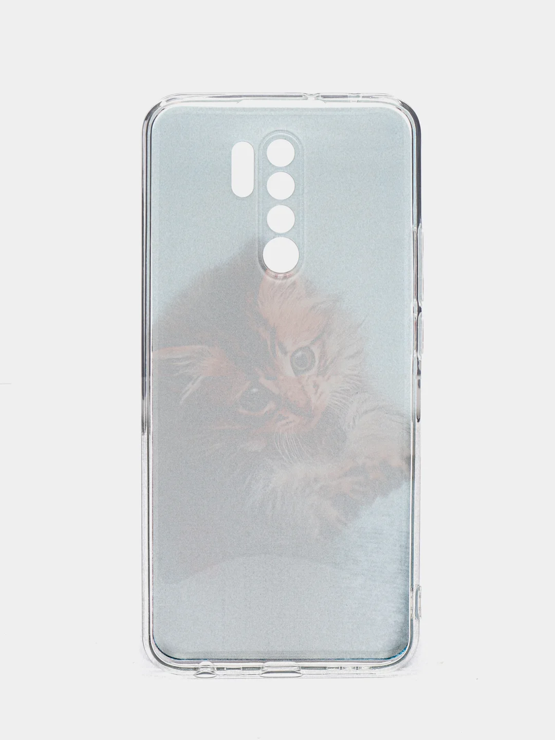 Светло-коричневый силиконовый чехол на Xiaomi Redmi 9 / Сяоми Редми 9 прозрачный, с рисунком, защита камеры
