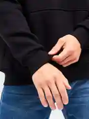 Черный худи мужское оверсайз BEJAMPER, с начесом