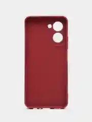 Бордовый чехол силиконовый на Realme C 33 (Реалми С 33) матовый с дополнительной защитой камеры