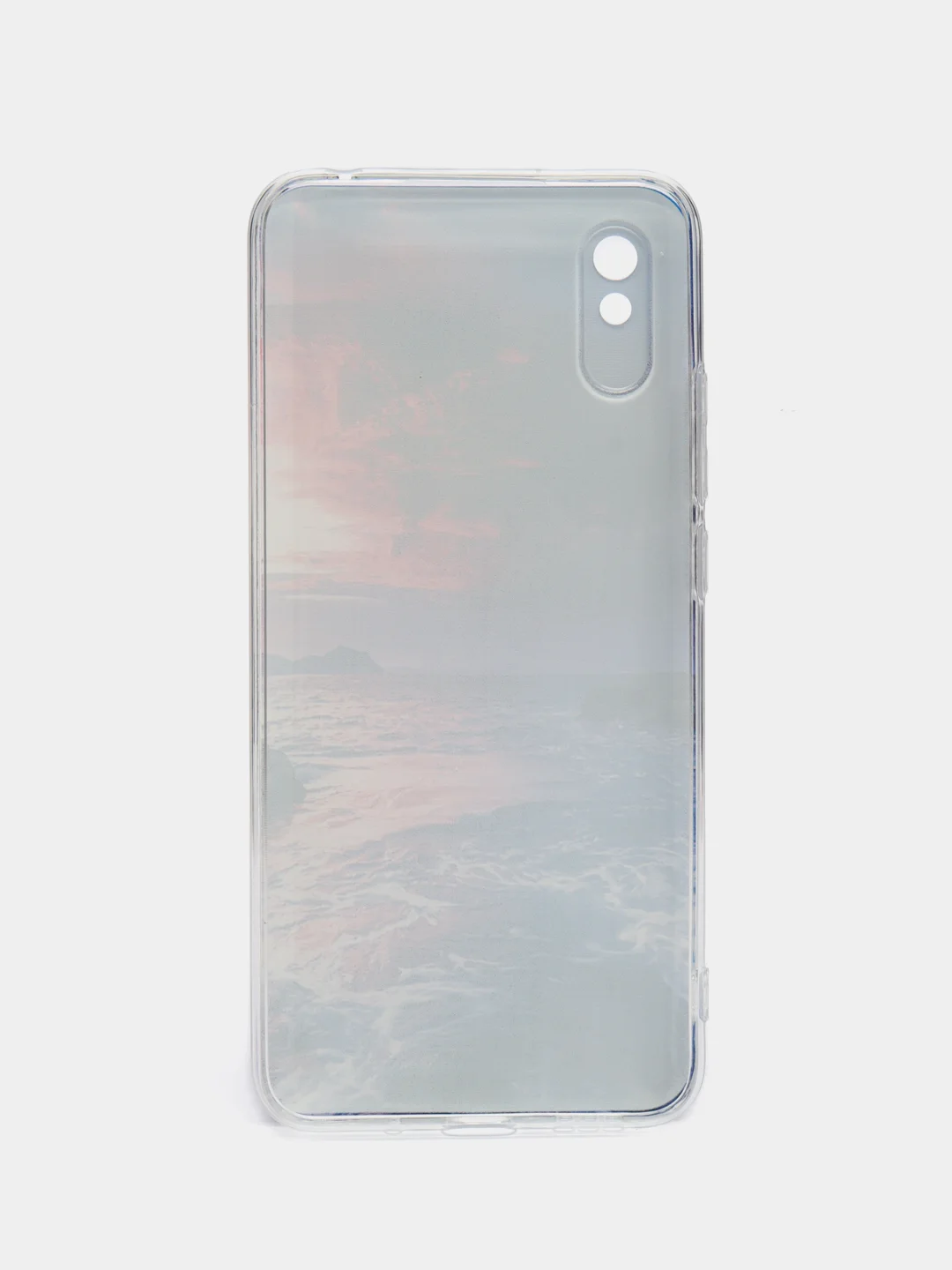 Фиолетовый силиконовый чехол на Xiaomi Redmi 9A / Сяоми Редми 9А прозрачный с рисунком, защита камеры