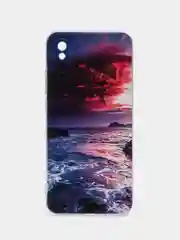 Фиолетовый силиконовый чехол на Xiaomi Redmi 9A / Сяоми Редми 9А прозрачный с рисунком, защита камеры