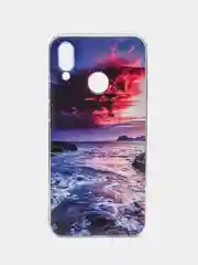 Фиолетовый чехол на Honor 10 Lite/Huawei P Smart 2019 / Хонор 10 Лайт прозрачный, с рисунком