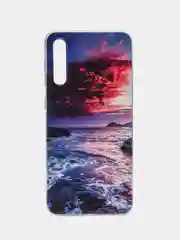 Фиолетовый силиконовый чехол на Samsung Galaxy A50/A30s / Самсунг А50/А30s прозрачный, с рисунком