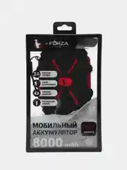 Аккумулятор мобильный Forza, прорезиненный, с пылевлагозащитой, IP67, 2А, 1 USB, 8000 мАч