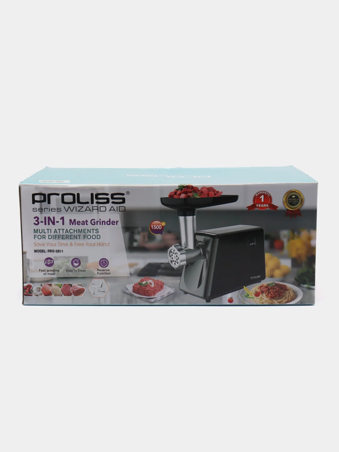 Черный мясорубка электрическая 3 в 1 с реверсной функцией PROLISS PRO-2811
