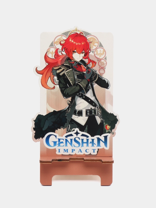 Деревянная подставка под телефон по игре "Genshin Impact", Дилюк