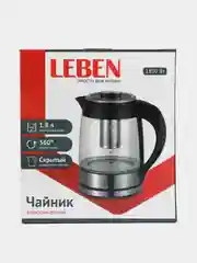 Чайник электрический Leben, стеклянный, c заварочным фильтром, 1850 Вт, 1,8 л