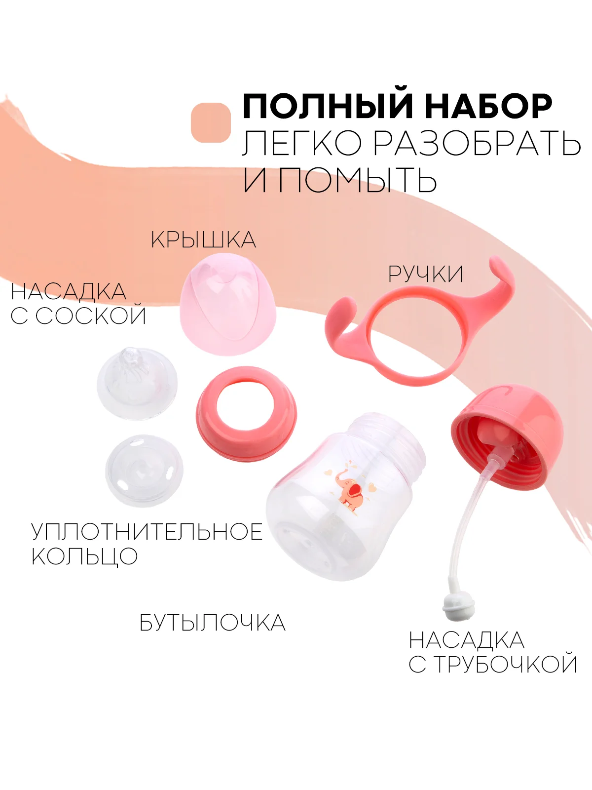 Детский поильник-непроливайка КАРТОФАН с силиконовой соской и трубочкой, с ручками