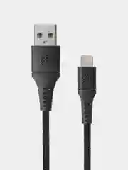 Черный кабель USB-A - Lightning 1м, тканевая оплётка ROCKET Contact