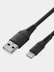 Черный кабель USB-A - Lightning 1м, тканевая оплётка ROCKET Contact