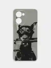 Серый силиконовый чехол на Realme C33 / Реалми С33 прозрачный, с рисунком, защита камеры