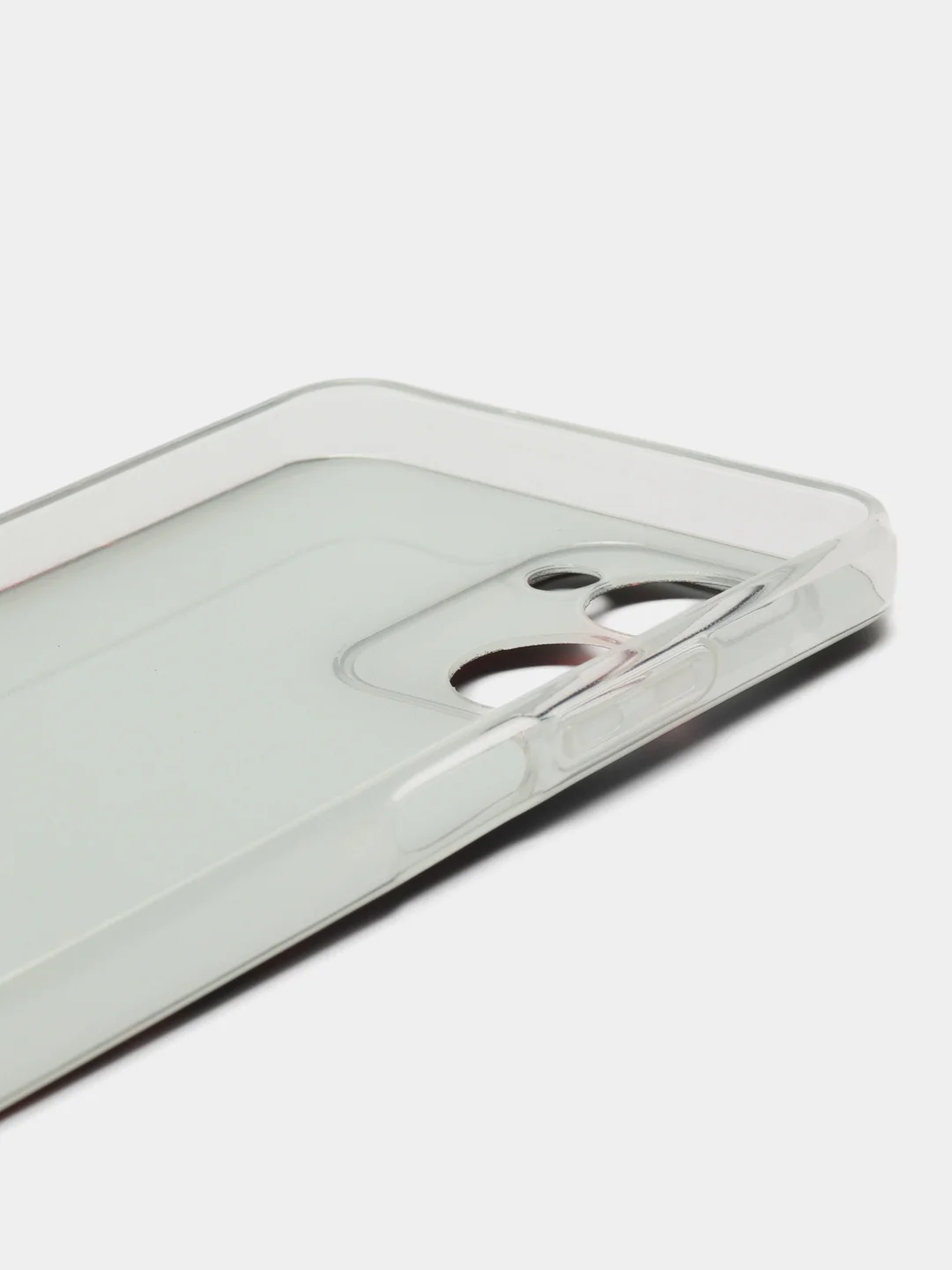 Красный силиконовый чехол на Realme C33 / Реалми С33 прозрачный, с рисунком, защита камеры