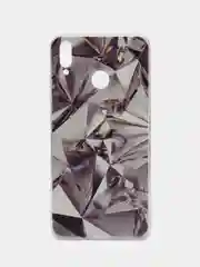 Серый металлик силиконовый чехол на Honor 8X / Хонор 8Х прозрачный, с рисунком, защита камеры