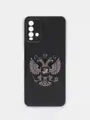 Темно-синий силиконовый чехол на Xiaomi Redmi 9T / Редми 9Т прозрачный, с рисунком, защита камеры
