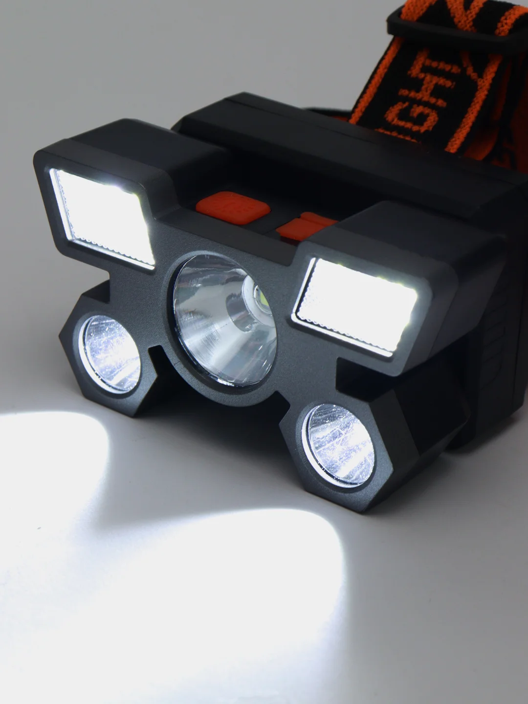 Ермак фонарь налобный, 6 + 3 LED, 4 режима, 87 х 50 х 58 мм, 1200 мАч, USB кабель, пластик