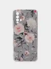 Кораллово-розовый силиконовый чехол на Xiaomi Redmi 9T / Редми 9Т прозрачный, с рисунком, защита камеры