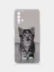 Молочный силиконовый чехол на Xiaomi Redmi 9T / Редми 9Т прозрачный, с рисунком, защита камеры