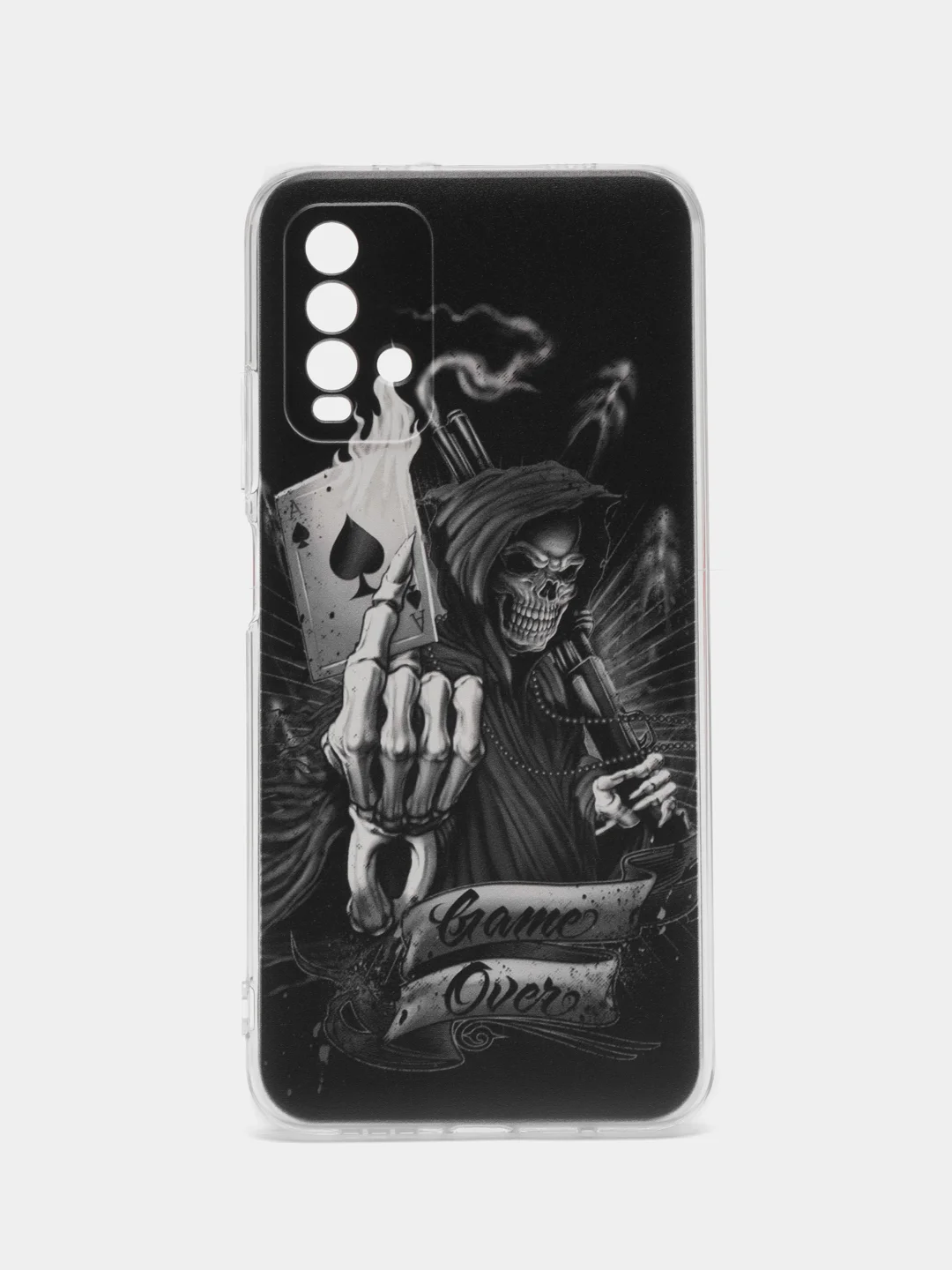Оливковый силиконовый чехол на Xiaomi Redmi 9T / Редми 9Т прозрачный, с рисунком, защита камеры