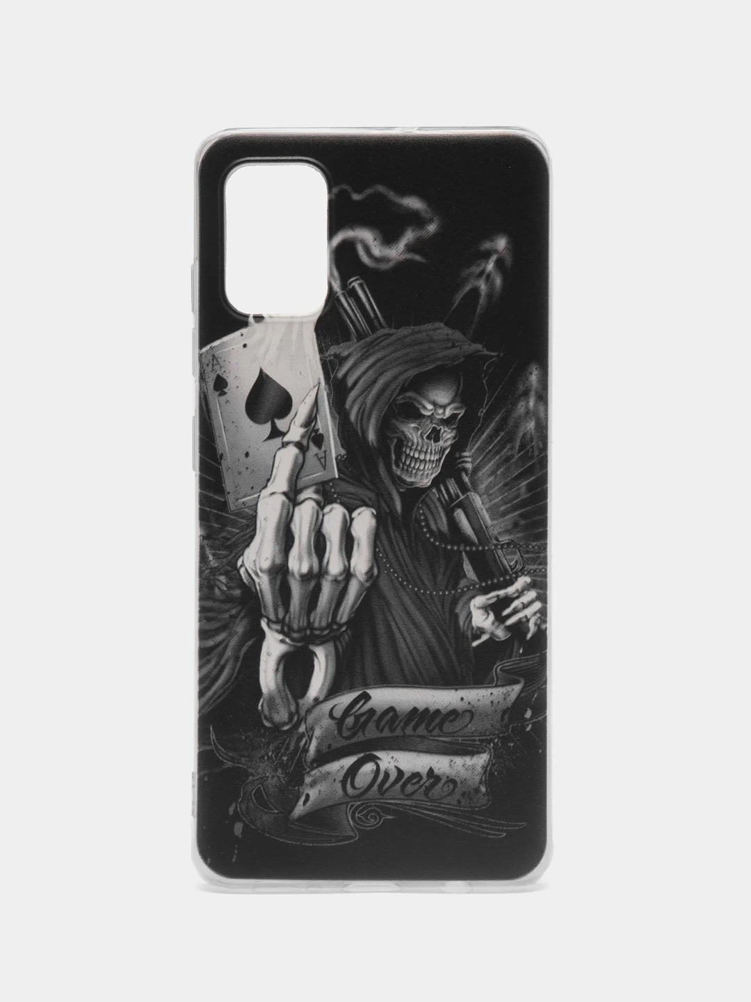 Оливковый силиконовый чехол на Samsung Galaxy A51 / Самсунг А51 прозрачный с рисунком, защита камеры