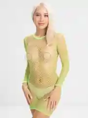 Салатовый платье в сеточку, короткое сексуальное платье для ролевых игр, косплея и БДСМ