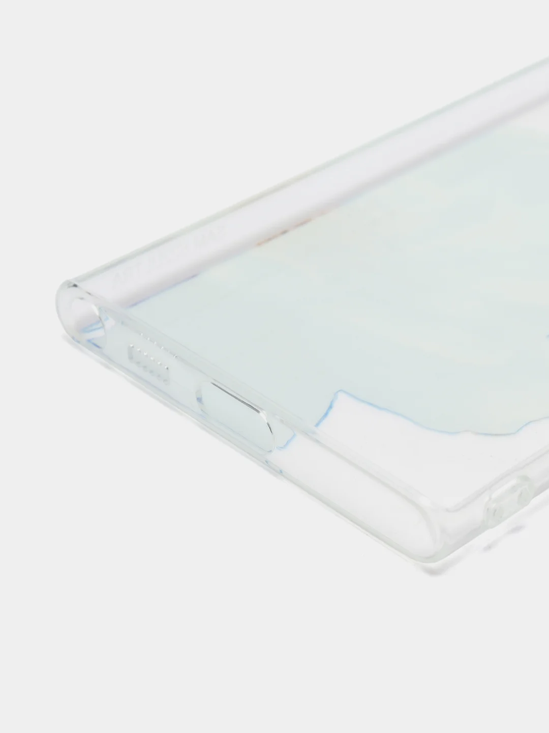 Лазурный чехол на Samsung Galaxy S22 Ultra / Самсунг S22 Ultra прозрачный с рисунком, защита камеры