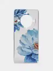 Лазурный силиконовый чехол на Honor X9A / Хонор X9A прозрачный, с рисунком, защита камеры