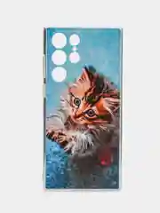 Светло-коричневый чехол на Samsung Galaxy S22 Ultra / Самсунг S22 Ultra прозрачный с рисунком, защита камеры