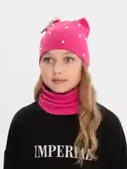 Фуксия шапка со снудом