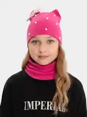 Фуксия шапка со снудом